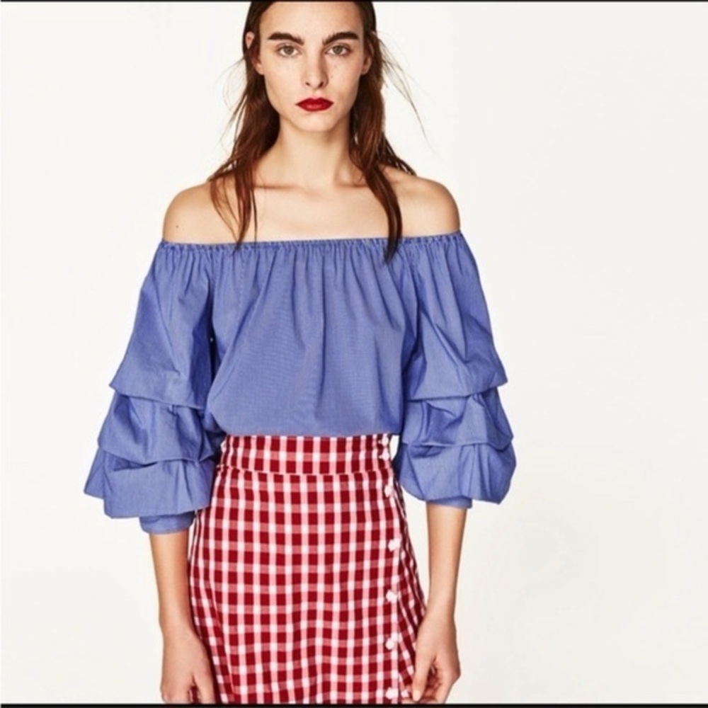 Zara Striped Puff Sleeves Blouse